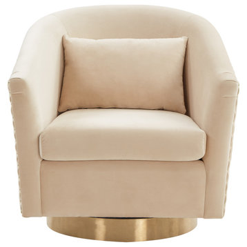 Safavieh Couture Clara Quilted Swivel Tub Chair, Cream