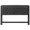Elle Decor Amery King Tufted Upholstered Headboard in Charcoal Gray