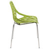 Leisuremod Asbury Plastic Dining Chair With Chromed Legs, Set of 2, Green