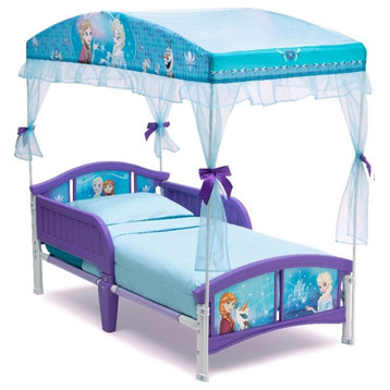Delta Children Frozen II Plastic Toddler Canopy Bed in Blue/Purple