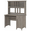 Salinas Small Computer Desk with Hutch in Driftwood Gray - Engineered Wood
