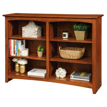 Solid Wood Six Shelf Bookcase, Warm Cherry