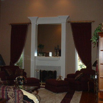 Pinch pleated panels pulled back