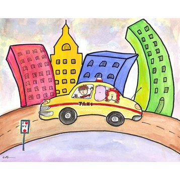 Taxi Cab, Ready To Hang Canvas Kid's Wall Decor, 8 X 10