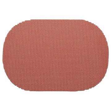 Kraftware Fishnet Brick Red Oval Placemats, Set of 12