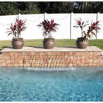 170 - Modern Geometric Pool with Sleek Waterfalls