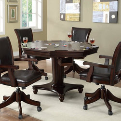 Coaster Brown 5 Pcs Convertible 3- in-1 Game Table and Chairs Set - Dining Sets