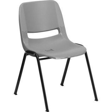 HERCULES Series 880 lb. Capacity Gray Ergonomic Shell Stack Chair,Black Frame