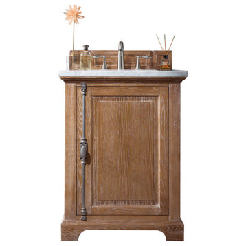 Providence 26" Single Vanity Cabinet, Driftwood, Arctic Fall Solid Surface