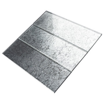 4"x12" Baker Glass Subway Tiles, Set of 3, Silver