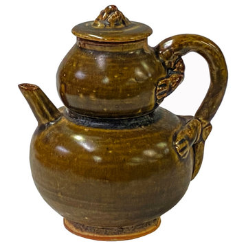 Chinese Ware Brown Glaze Pattern Ceramic Jar Vase Display Art Hws3023