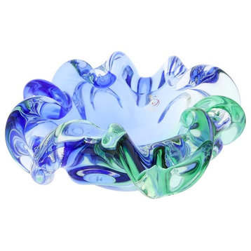 GlassOfVenice Murano Glass Sommerso Centerpiece Bowl - Green and Blue