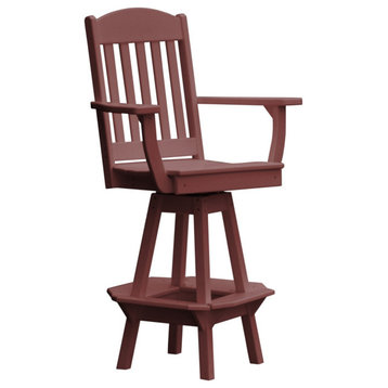Poly Lumber Classic Swivel Bar Chair with Arms, Cherrywood