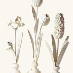 French White Standing Flowers (Set of 3) - Decorative Objects And Figurines