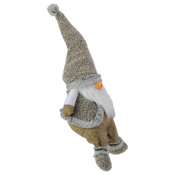 17" Gray and Beige Sitting Christmas Gnome Decoration