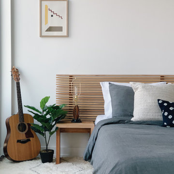 Master bedroom with DIY headboard