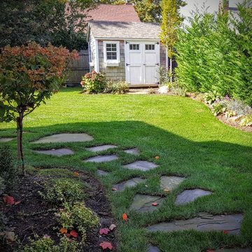 Blue stone stepping stone walkway Long Island