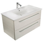 Cutler Kitchen & Bath - Silhouette 2-Drawer Wall-Mounted Vanity, White Chocolate, 36" - Sophistication takes center stage in your bathroom with the Silhouette 2-Drawer Wall-Mounted Vanity. With a beautiful acrylic top paired with two larger drawers, this design balances style and function that's fitting for a high-traffic area. The MOD brand aims to add a fresh burst of energy with its designs by playing with line and color, two of this vanity's strongest attributes.
