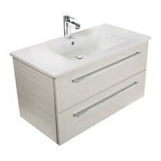 Silhouette 2-Drawer Wall-Mounted Vanity, White Chocolate, 36"