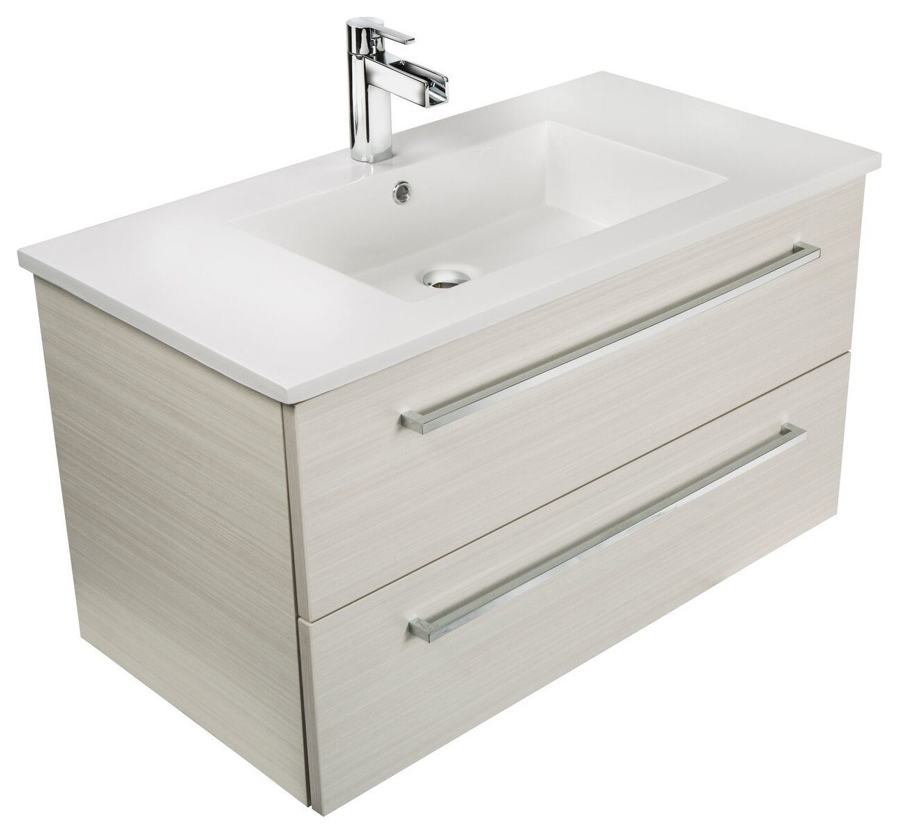 Silhouette 2-Drawer Wall-Mounted Vanity, White Chocolate, 36"