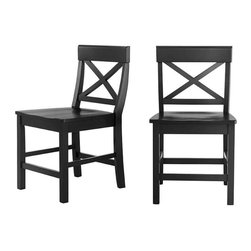 Cedarville Dark Charcoal Wood Dining Chair with Cross Back (Set of 2) (19.42 in. - Dining Chairs