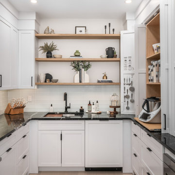 Warm and Functional Prep Kitchen with Custom Storage