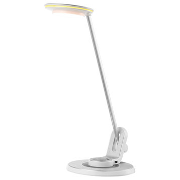 Dixon 18.5" Aluminum Adjustable Dimmable USB Chargning LED Task Lamp, Sliver