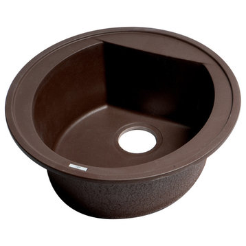AB2020DI-C Chocolate 20" Drop-In Round Granite Composite Kitchen Prep Sink