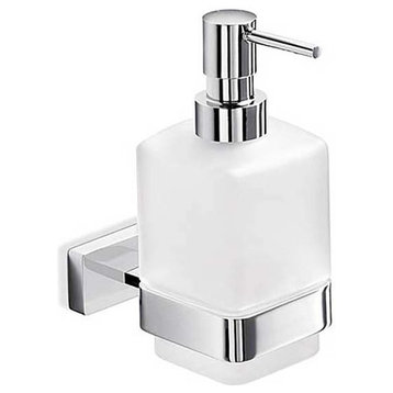 Lea A19120 Polished Chrome Single Holder with Frosted Glass Soap Dispenser