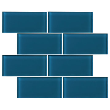 3"x6" Baker Glass Subway Tiles, Set of 8, Turquoise