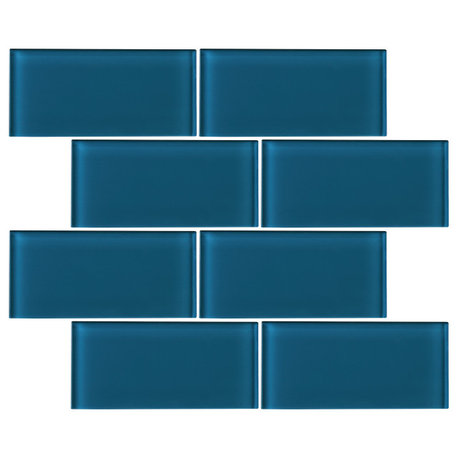 3"x6" Baker Glass Subway Tiles, Set of 8, Turquoise