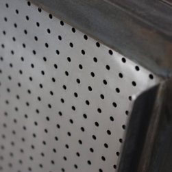 Shipton Industrial Reclaimed Scaffolding Board and Perforated Steel Sideboard - Shoe Storage