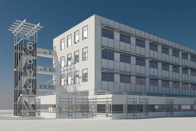 3D rendering greyscales Office Building WIP