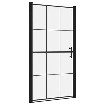 vidaXL Shower Door Bathroom Shower Enclosure Tempered Glass 39.4"x70.1" Black