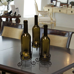 Epicureanist Recycled Wine Bottle Candle Holders - Lighting