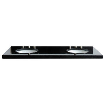 61" Black Galaxy Countertop and Double Oval Sink