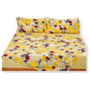 Sunshine Yellow Hummingbirds Floral Fitted & Flat Bed Sheets Set, King
