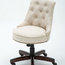 Desk Chair Adjustable Height Swivel Tilt, Nailhead Trim With Wheels, Beige