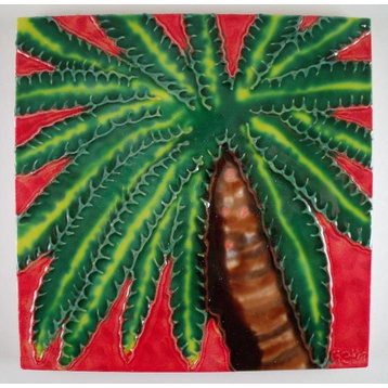 Tropical Island Palm Tree Ceramic Tile Art 6X6 Inches