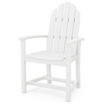Polywood - Polywood Classic Adirondack Dining Chair, White - Outdoor dining should be the perfect blend of casual and comfortable. The POLYWOOD Classic Adirondack Dining Chair serves up equal portions of both. Available in a variety of attractive, fade-resistant colors, this classic chair is built to last and look good for years to come. It's made in the USA with solid POLYWOOD lumber that has the look of real wood without the maintenance wood requires. That means no painting, staining or waterproofingever. And it's backed by a 20-year warranty so you don't have to worry about it splintering, cracking, chipping, peeling or rotting. It's also durable enough to withstand nature's elements, as well as resist stains, corrosive substances, salt spray and other environmental stresses.
