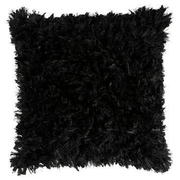 Shimmer Shag Pillow, Black, 18"