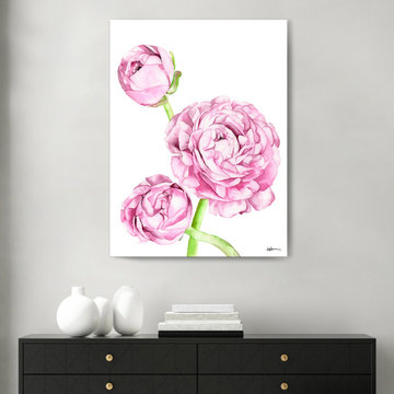 'Pink Ranunculus' Wrapped Canvas Wall Art