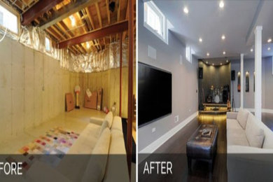 Inspiration for a large craftsman home design remodel in New York