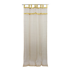 Mogul Interior - Sheer Organza Curtains, Set of 2, White With Golden Border - Curtains
