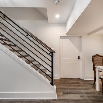 Basement Remodel with large wet-bar, full bathroom and cosy family room