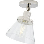 Progress Lighting - Hinton 1-Light Polished Nickel Clear Seeded Glass Vintage Flush Mount Light - Embrace stylish simplicity with the Hinton Collection 1-Light Polished Nickel Clear Seeded Glass Vintage Semi-Flush Mount Ceiling Light.
