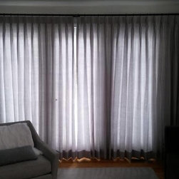 Drapes in Gray Living Room - Curtains