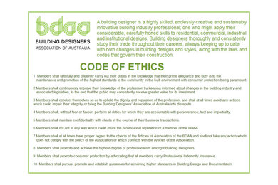 Ethics of the Building Designers Association Australia