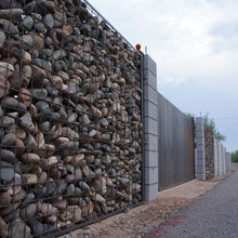 rock-filled gabion walls