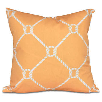 Ahoy!, Geometric Print Outdoor Pillow, Yellow, 18"x18"